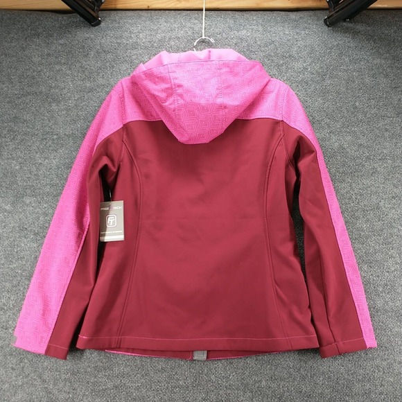 Free Tech Women's Jacket Pink Medium Zip Front Hooded Zip Pockets W/Tags - Picture 5 of 14